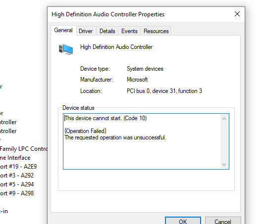 Windows 10 No Sound Code 10 Error Microsoft Community