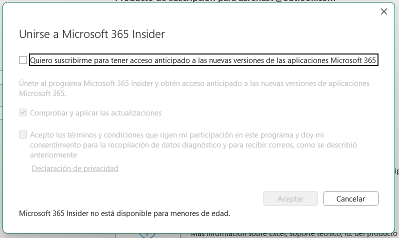 Activación Del Programa Microsoft 365 Insider - Microsoft Community