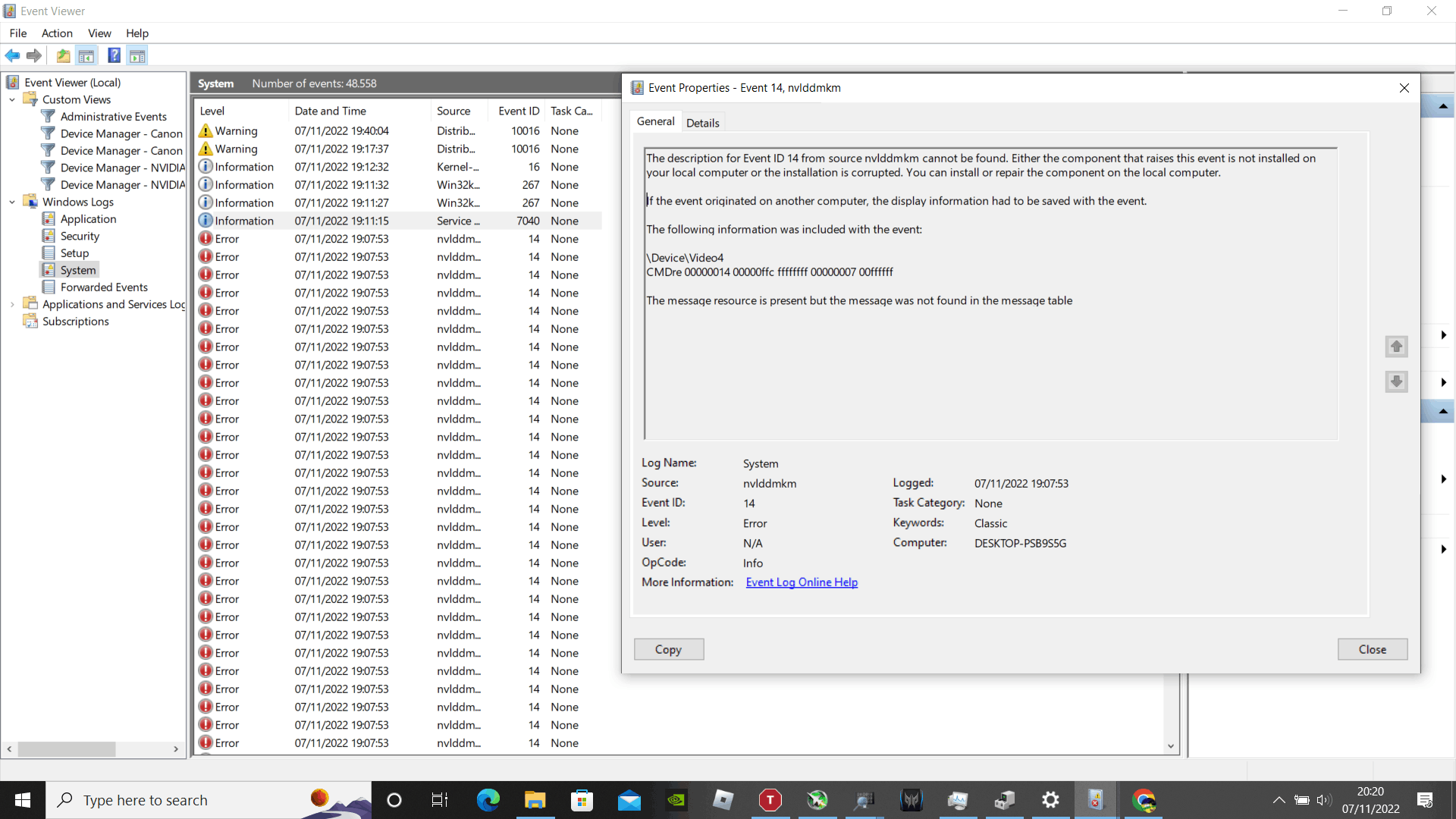 EVENT ID14 NVLDDMKM ERROR. Microsoft Community