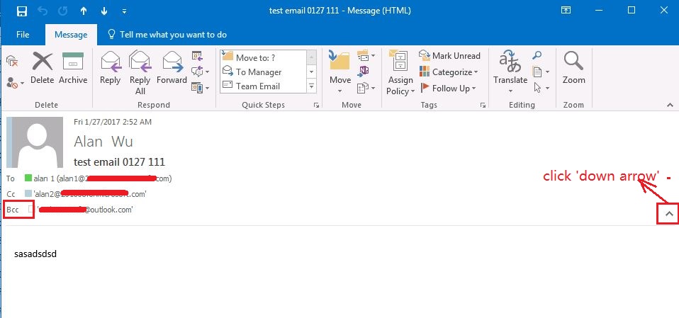 Unable To View The BCC: Field In Sent Folder Messages - Microsoft Community