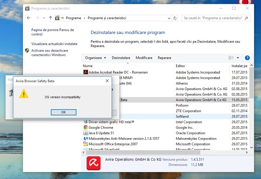 After Upgrade To Windows 10 Cannot Uninstall Avira Browser Safety Beta Microsoft Community