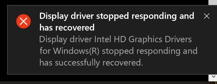 Attempt to reset the display driver and recover from timeout failed что делать