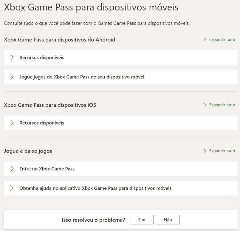 Aplicativo móvel Xbox Game Pass