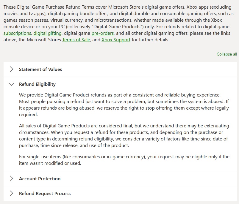 microsoft store game refund policy