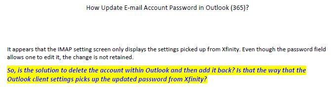 How Update E-mail Account Password in Outlook? - Microsoft Community