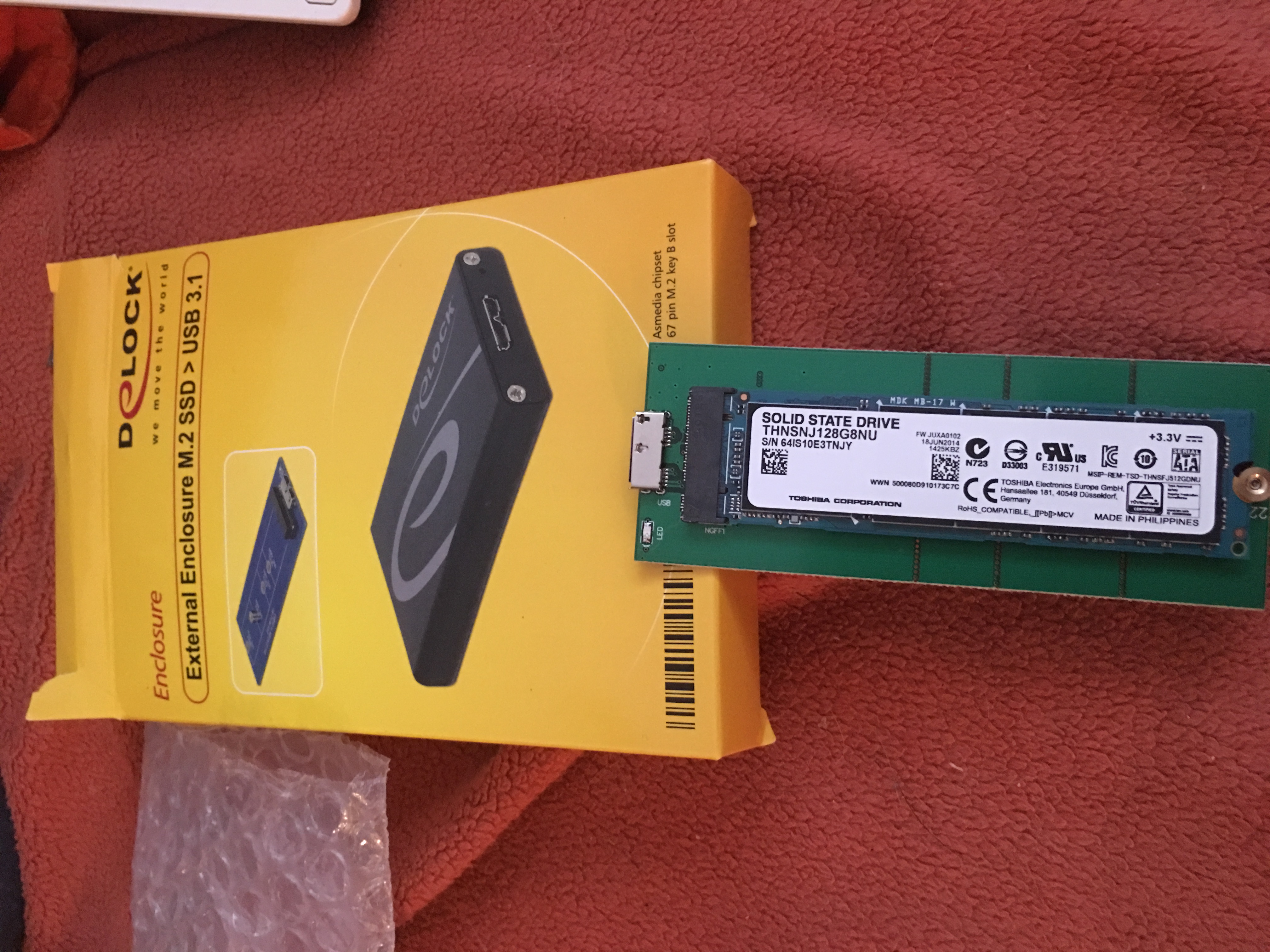 Daten lesen durch Delock Adapter aus 2 SSD a 128GB