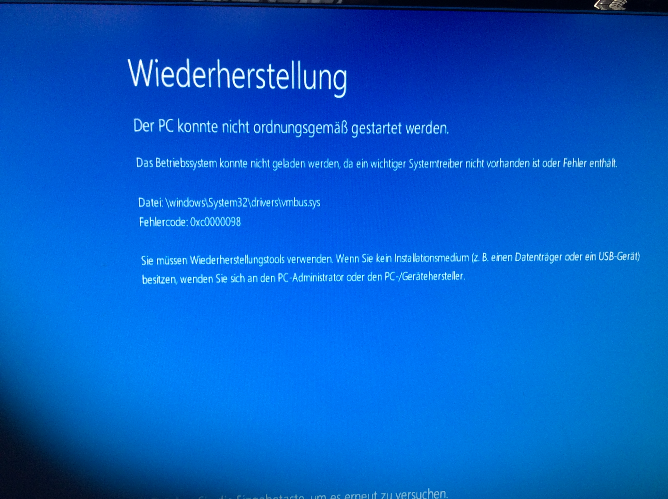 Windows 10 startet nicht mehr