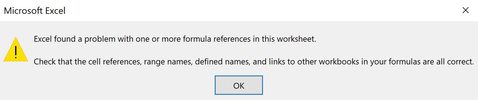 Excel alert says 