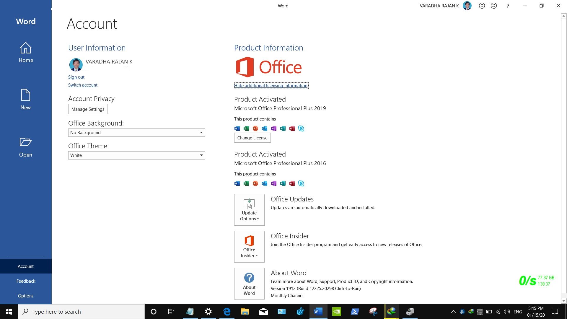 Microsoft Released Office 2019 Update v1912 (build 12325.20298