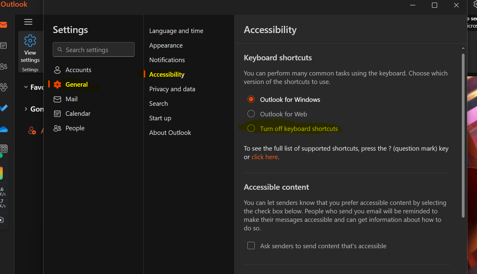 New Outlook - Disabling a single keyboard shortcut - Microsoft Community