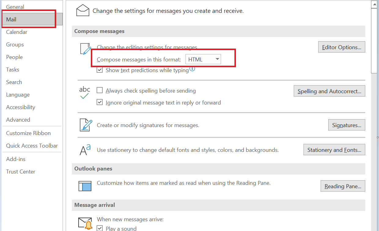 How to change message format from plain text to HTML in Outlook? -  SalesHandy Knowledge Base