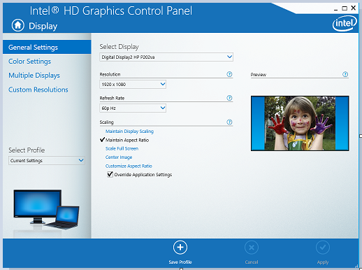 Intel HD Graphics Control Panel Missing Custom Aspect Ratio