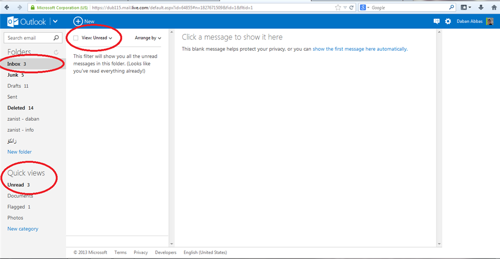3 unread e.mail that i can't see any unread mails - Microsoft Community