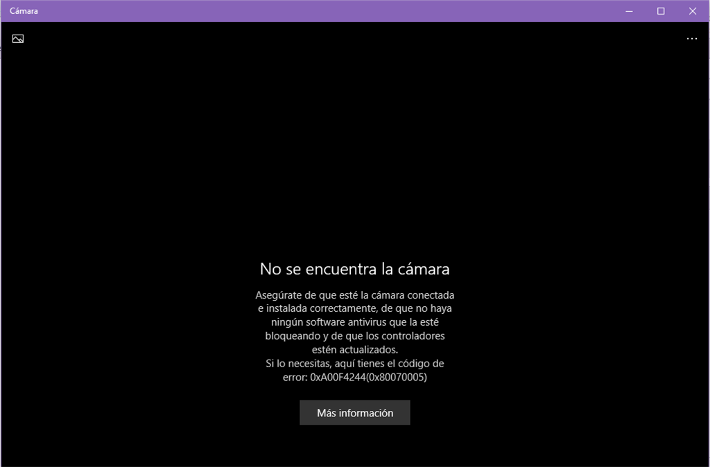 Windows 10 Error en c mara web 0xA00F4244. Microsoft Community