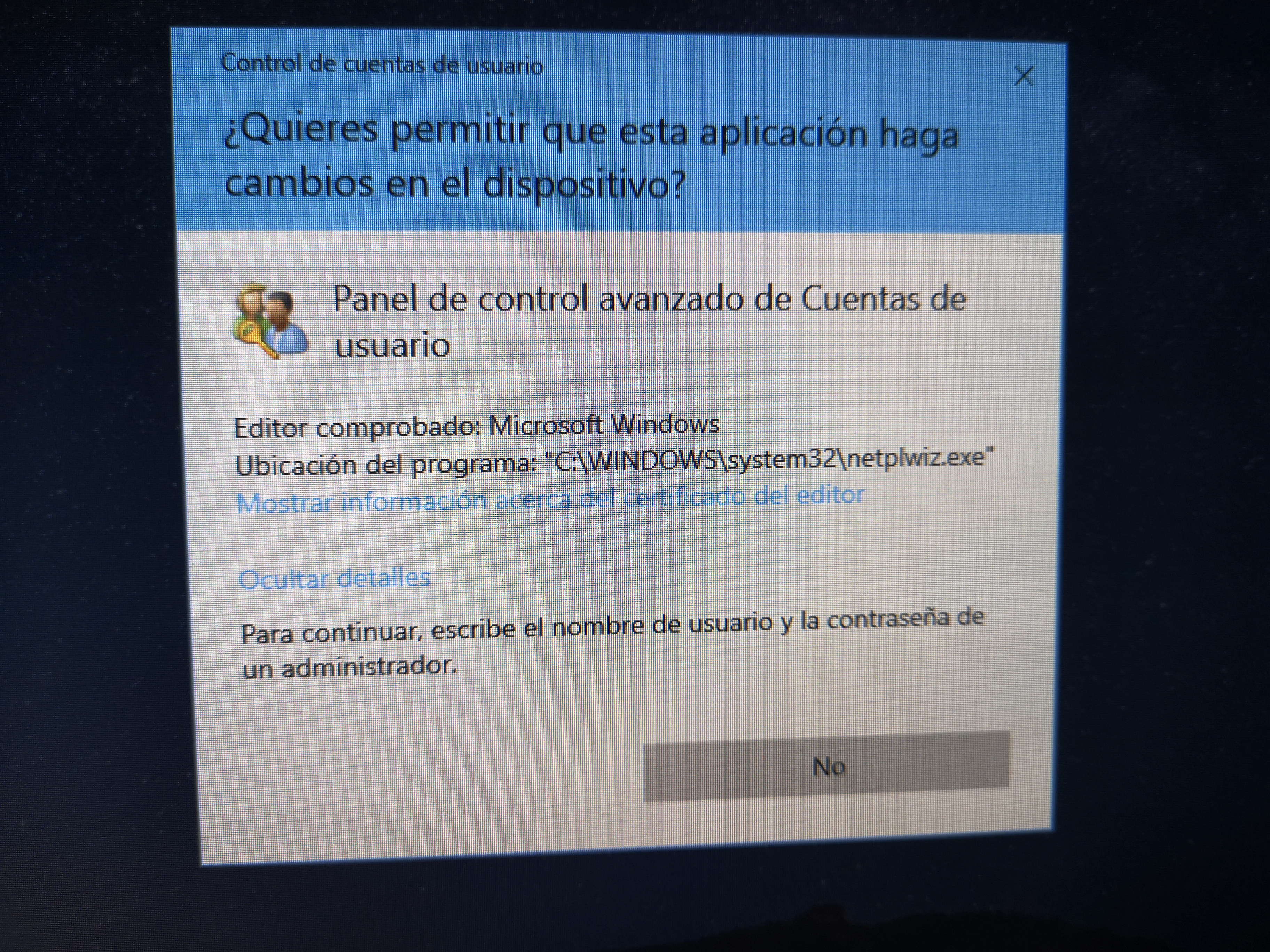 No Aparece La Opción Si En Ventana De Control De Cuentas ≈ Windows 10 Microsoft Community 4687