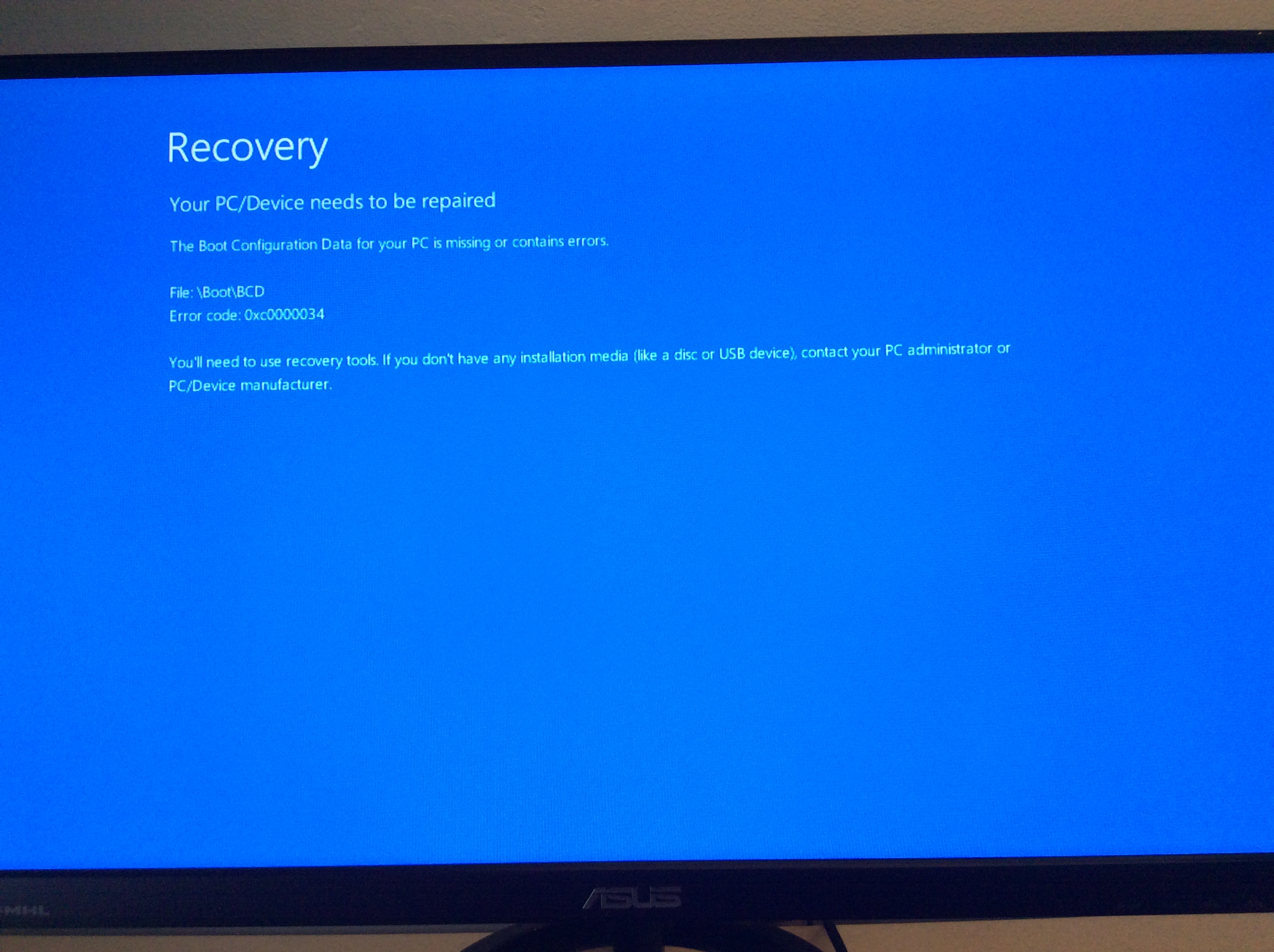 RECOVERY - Your PC/Device Needs To Be Repaired ( Error Code ...