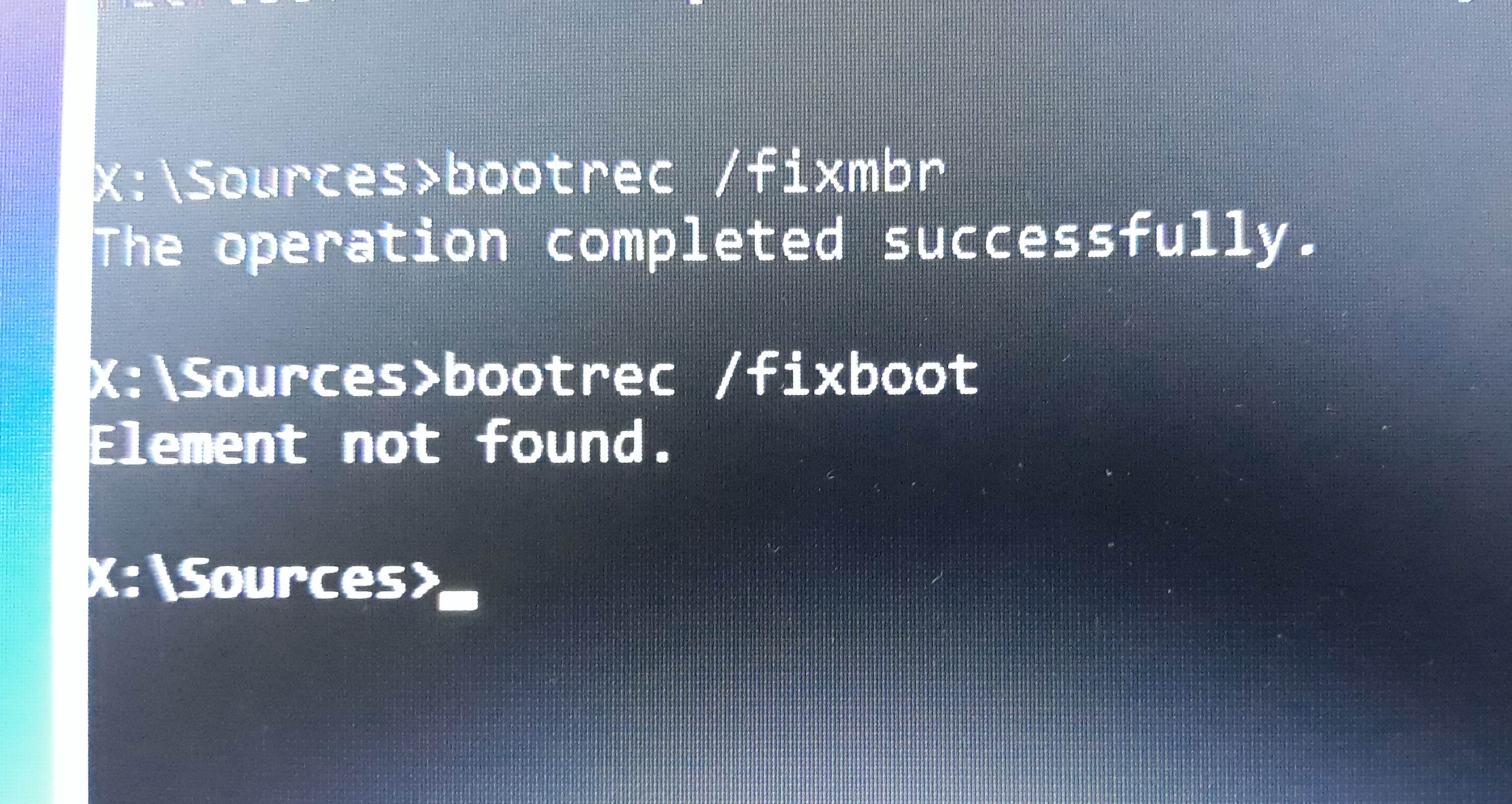 Error Code 0xc000000e And Bootrec Fixboot Access Is Microsoft Community