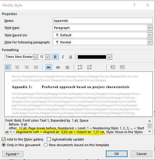 Word: Create Appendix With Automatic Numerotation Using "numbering ...