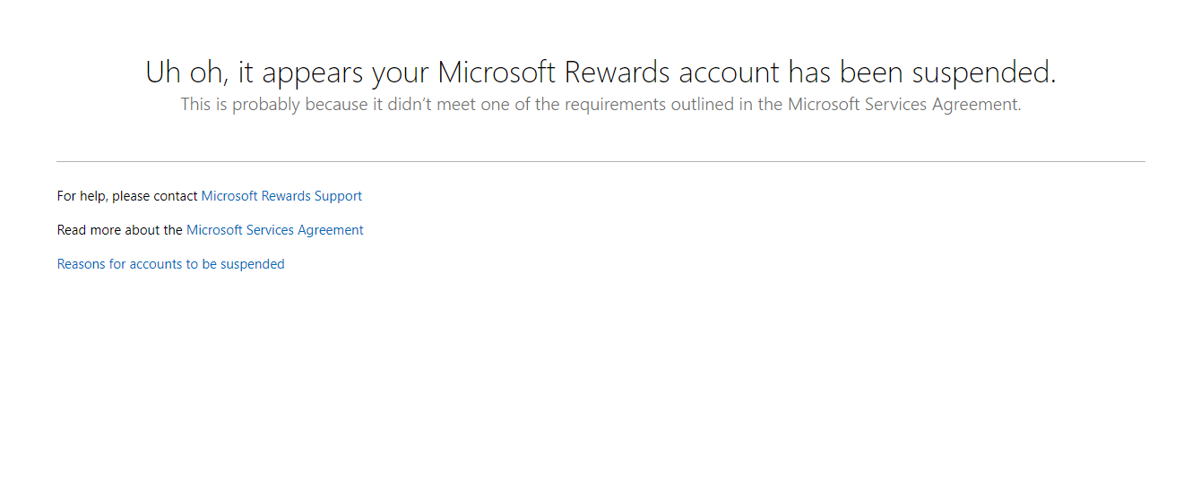 Microsoft Rewards Account Suspended? - Microsoft Community