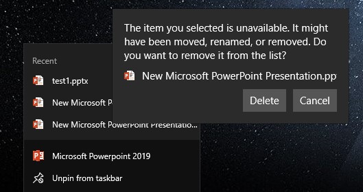The item you selected is unavailable. It may have been moved, renamed -  Microsoft Community