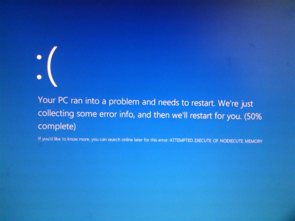 Attempted Execute of No-execute Memory BSOD error on Windows 10 - Microsoft  Community