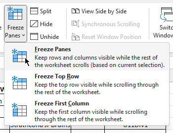 I am using Excel 365 and am unable to freeze the top row and left