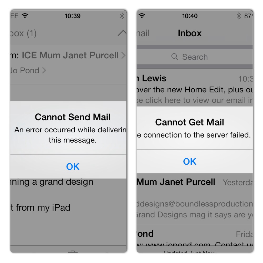 cannot send outlook email on iphone