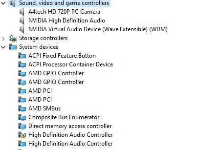 System Devices High Definition Audio Controller Code 10 Microsoft Community