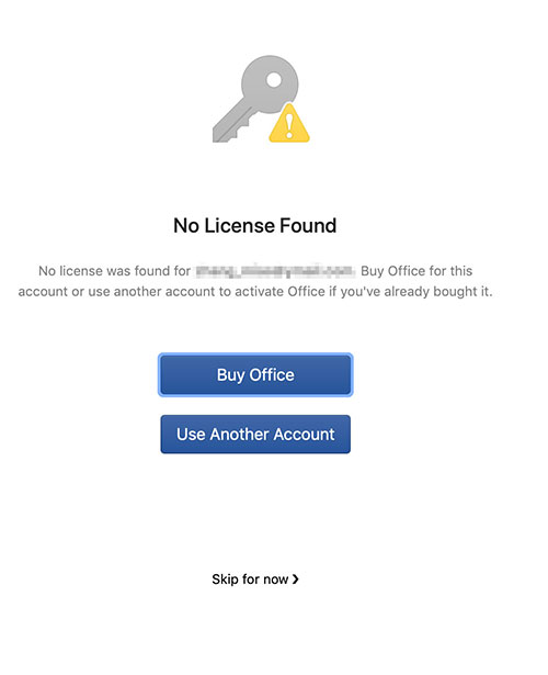 No License Found Office Home Student 2019 Mac Microsoft
