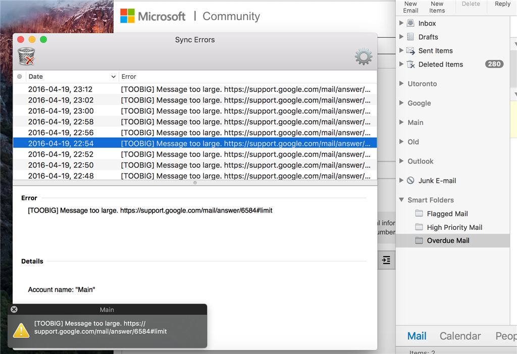 Outlook for mac hanging on deleting account password