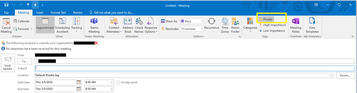 Private on calendar meetings - Microsoft Community