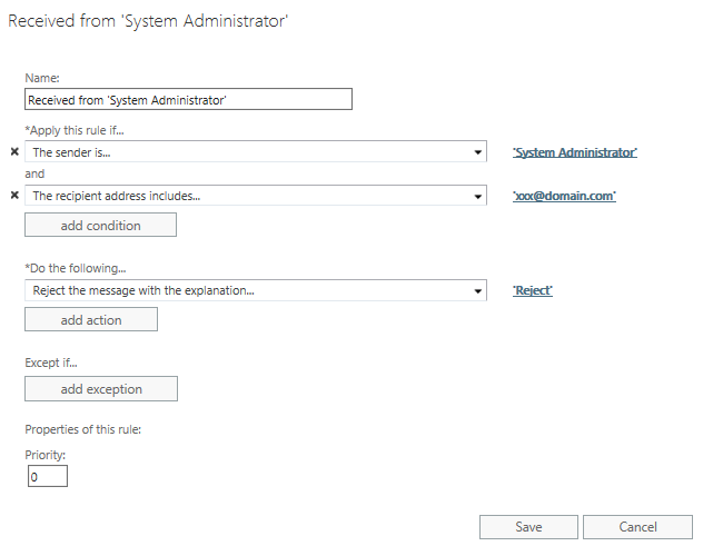 mail flow rule to remove a recipient - Microsoft Community