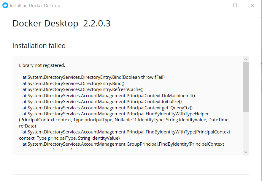 Docker Windows Installation Failed Library Not Registered Microsoft Community