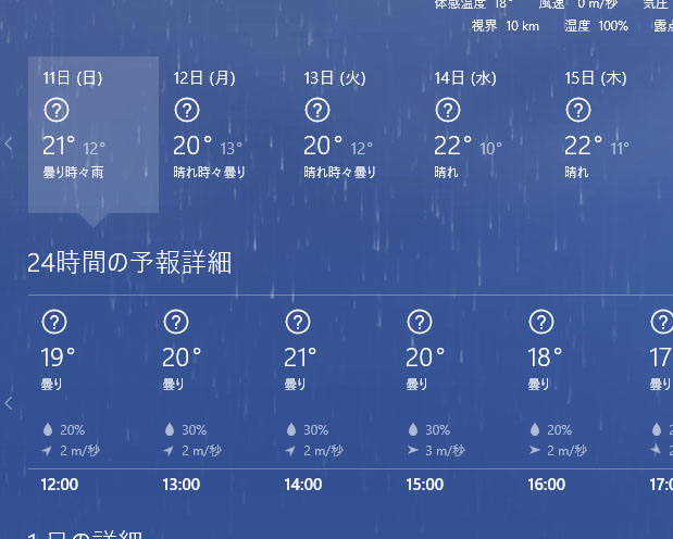 天気アプリで天気のアイコンがまるにハテナの表示になってしまった Microsoft コミュニティ