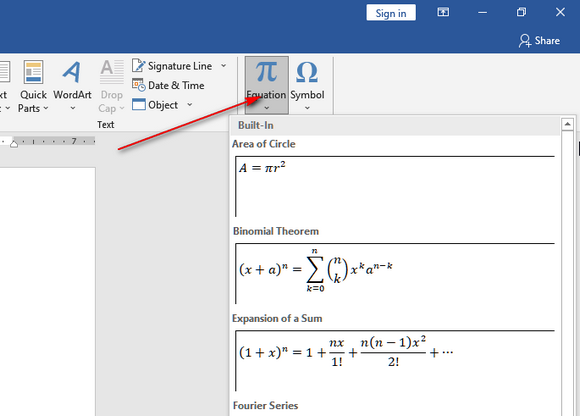Insert Math in Word with with Equation Editor - The DAISY Consortium