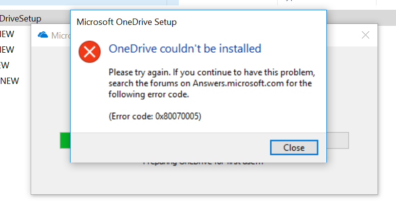 Why do I get Error Code 0x80070005?