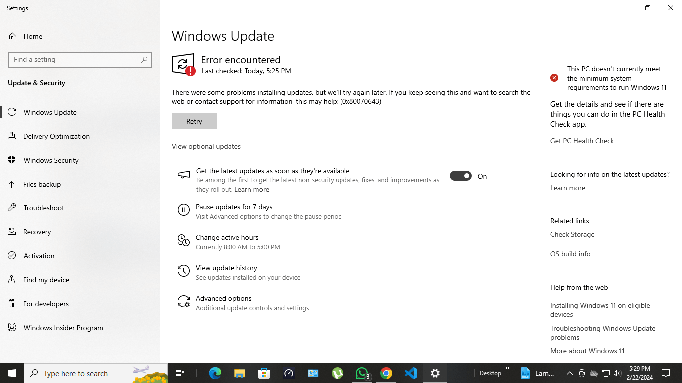 Error(0x80070643) Occuring In Installing Windows 10 Updates - Microsoft ...