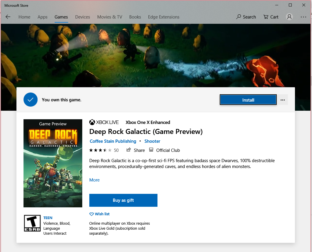 Buying games store on microsoft store