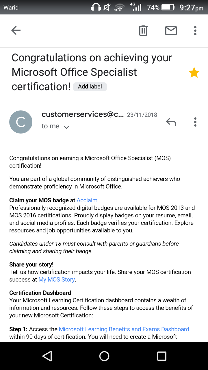 Lost my certificate - Training, Certification, and Program Support