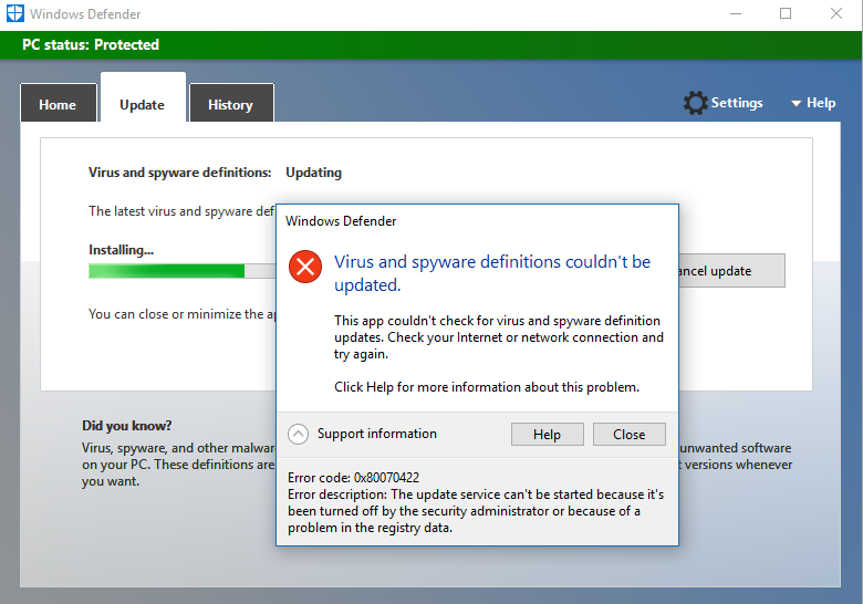 Why is Windows Defender not updating? - Microsoft Community