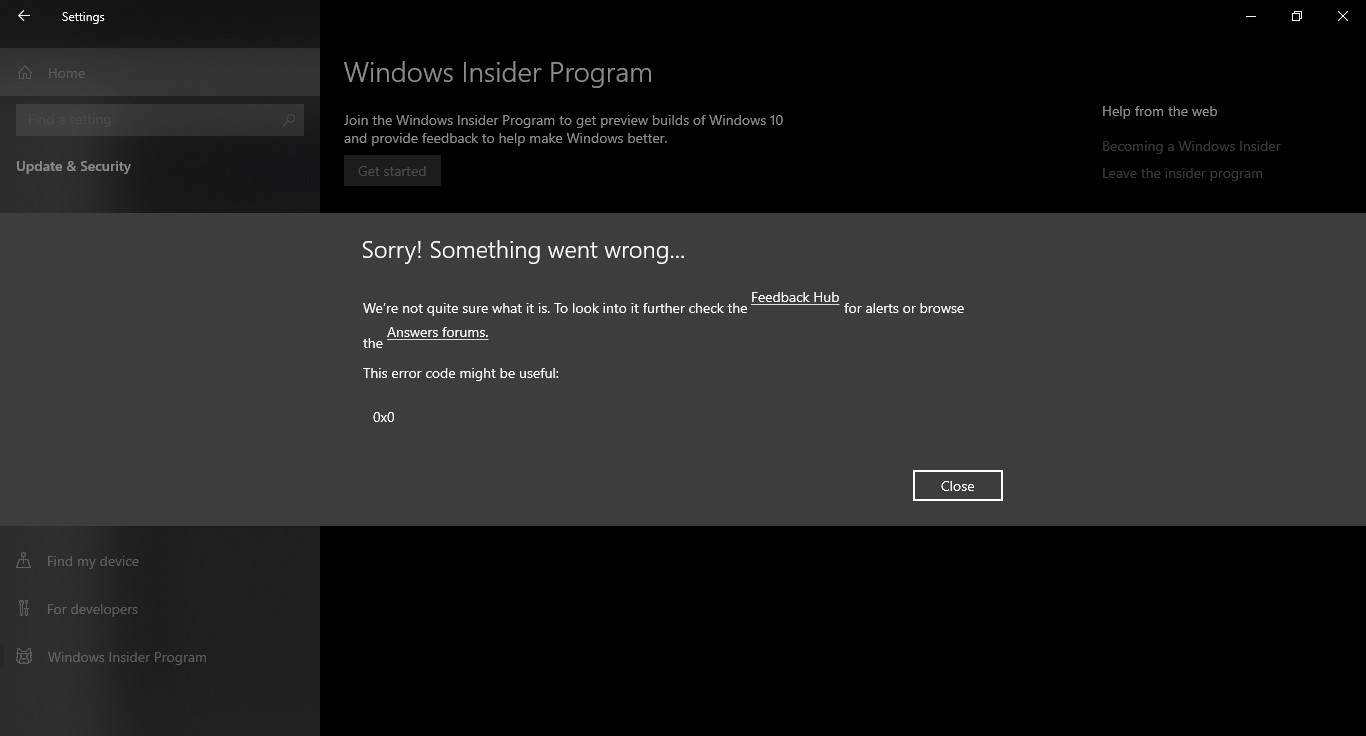 Can't Join Windows Insider Program - Microsoft Community