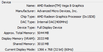 Amd radeon vega 8 best sale graphics vram