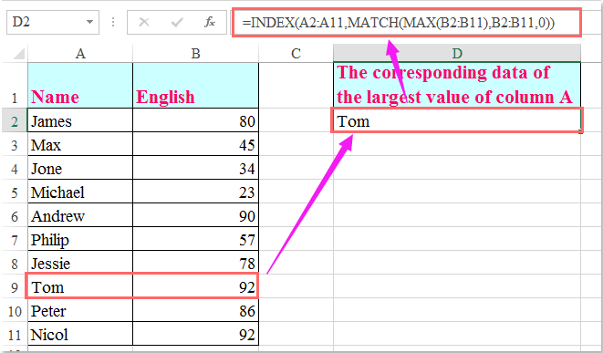 How to display the adjacent cell values based on the two equal or