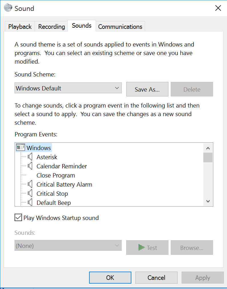 How to change windows startup sound win 10