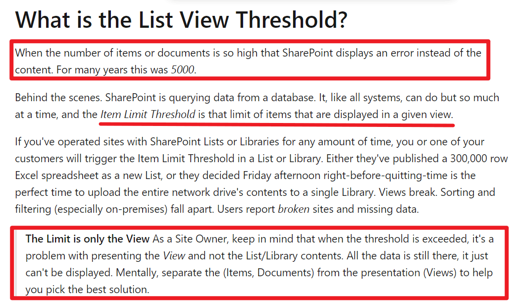 SharePoint Online list Limits and Boundaries Microsoft Community