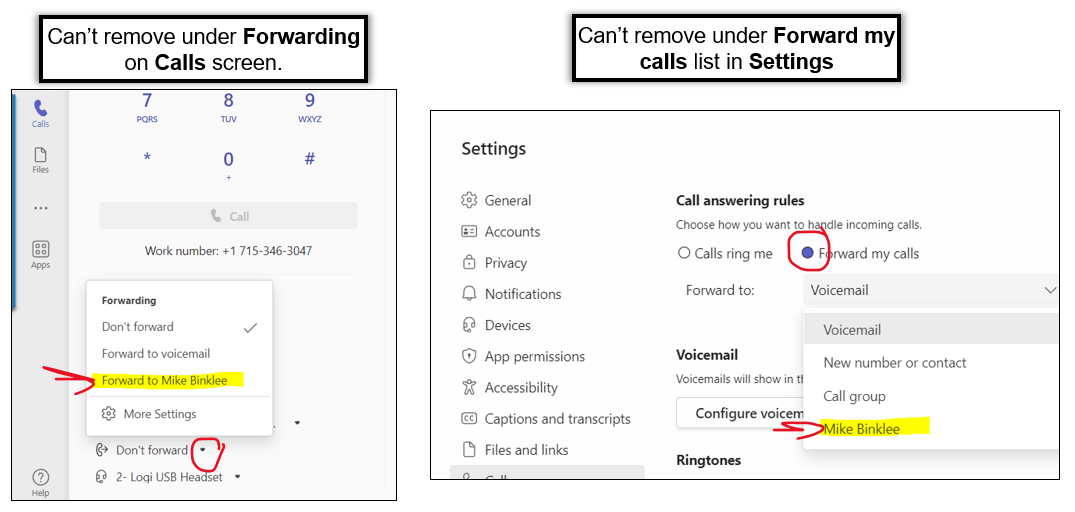 How to remove &ldquo;Forwarded to&rdquo; contact in Teams Calls - Microsoft 