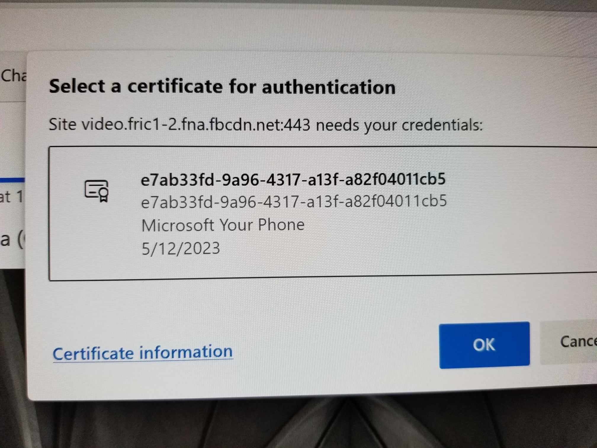 Certificate for Authentication is keeping videos from loading