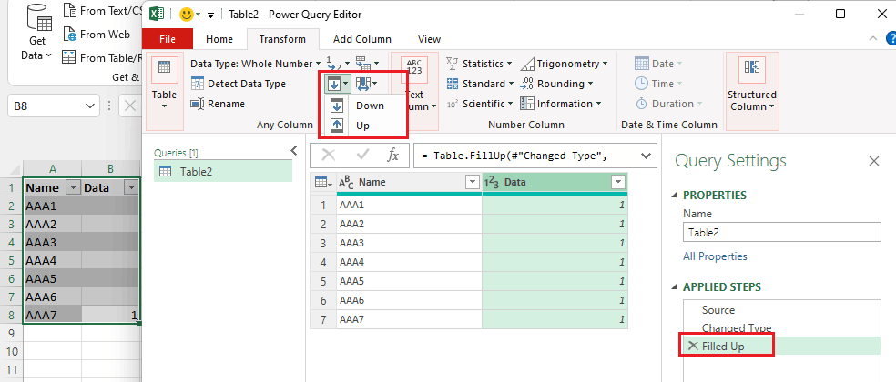 Power Query - Not Able to Fill Up or Down within a column that has ...