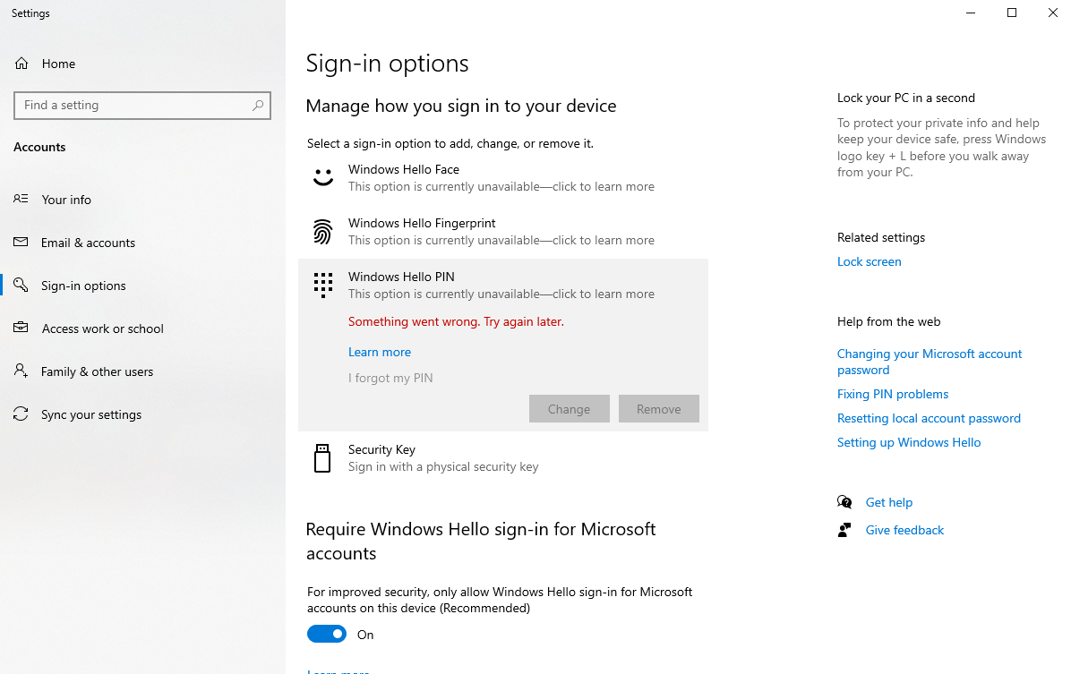 Windows 30 PIN "Something went wrong" - Microsoft Community
