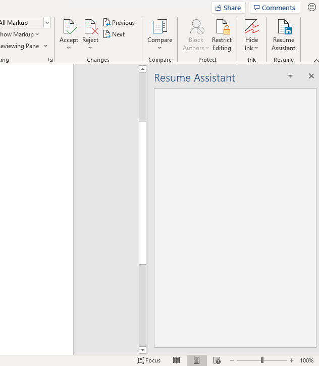 word resume assistant not working